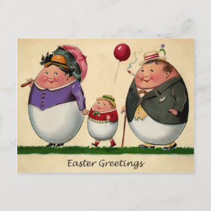 Vintage Odd Egg Family Påsk-vykort Vykort