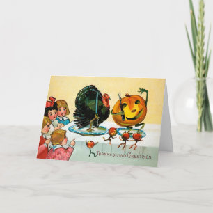 Vintage Odd Food Thanksgiving Card Helgkort