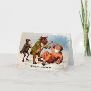 Vintage Odd Gott nytt år-kort Helgkort