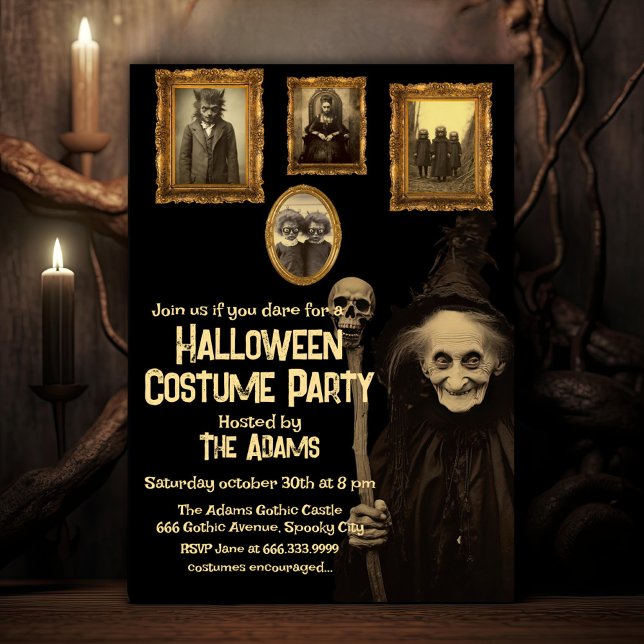 Vintage Oddities Spooky Halloween fest Inbjudningar (Skapare uppladdad)