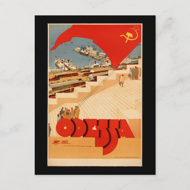 Vintage Odessa Ukraina Travel Poster Vykort (Framsida)