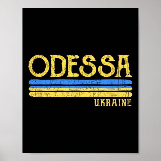 Vintage Odessa Ukraina Ukrainska flagga  Poster (Framsidan)