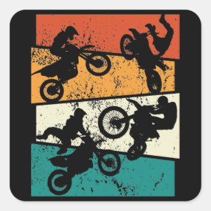 vintage Off Road Enduro motocross motorcykel Fyrkantigt Klistermärke