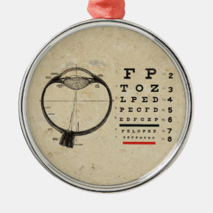 Vintage Oftalmolog Optometry Öga Chart Julgransprydnad Metall