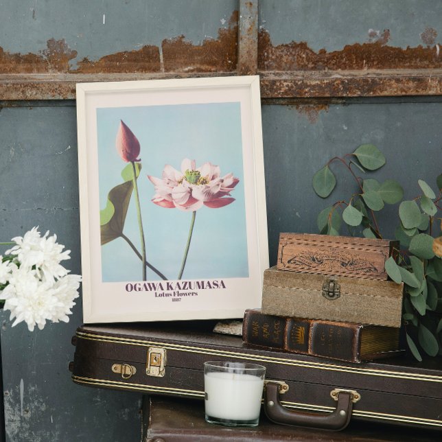 Vintage Ogawa Kazumasa Lotus Flowers Photo Art Fototryck (Skapare uppladdad)
