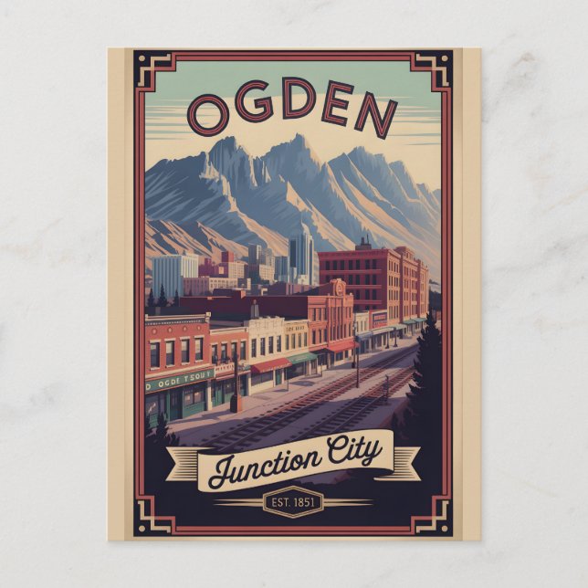 Vintage Ogden Utah Retro Resa Helg Vykort (Framsida)