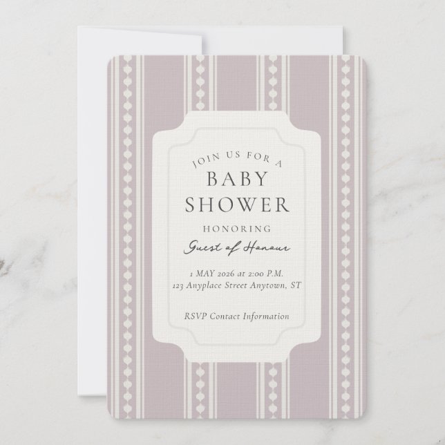 Vintage Ogee-randig geometrisk baby shower Inbjudningar (Framsida)