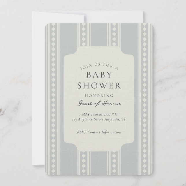 Vintage Ogee-randig geometrisk baby shower Inbjudningar (Framsida)