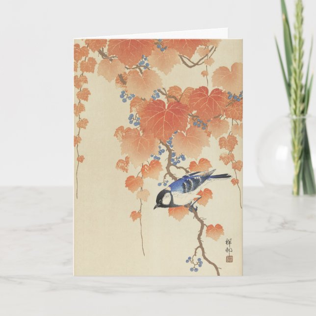 Vintage Ohara Koson Japansk Fågelkonsttryck Kort (Framsida)