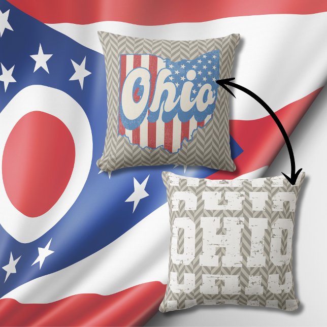 Vintage Ohio Distress Geometric Kudde (Skapare uppladdad)