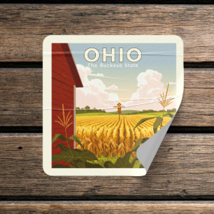 Vintage Ohio Fyrkantigt Klistermärke