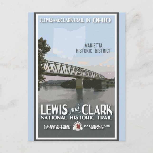 Vintage Ohio Marietta District Travel Vykort (Framsida)