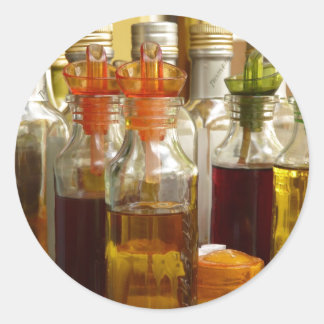 Vintage Oil Flaskor Runt Klistermärke