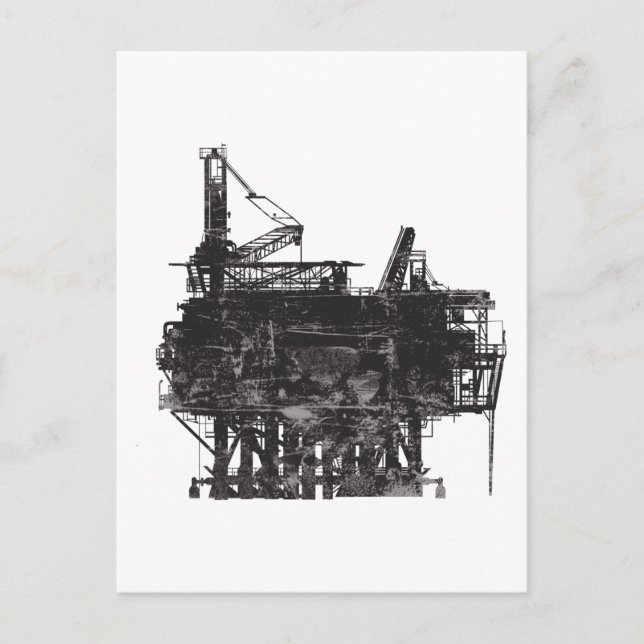 Vintage Oil Rig Vykort (Framsida)