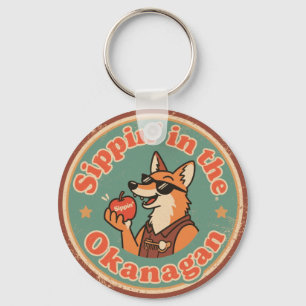 Vintage Okanagan Valley Avslappnad Räv Nyckelring