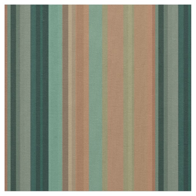 Vintage ökenränder i teal, terrakotta & salvia tyg (Närbild)