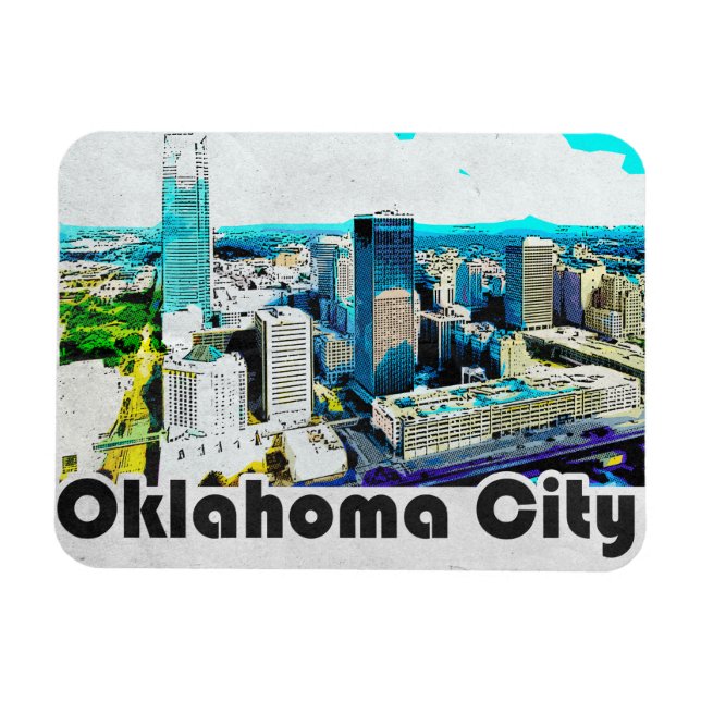 Vintage Oklahoma City Travel View Magnet (Horisontell)