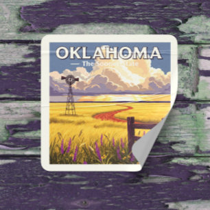 Vintage Oklahoma Fyrkantigt Klistermärke