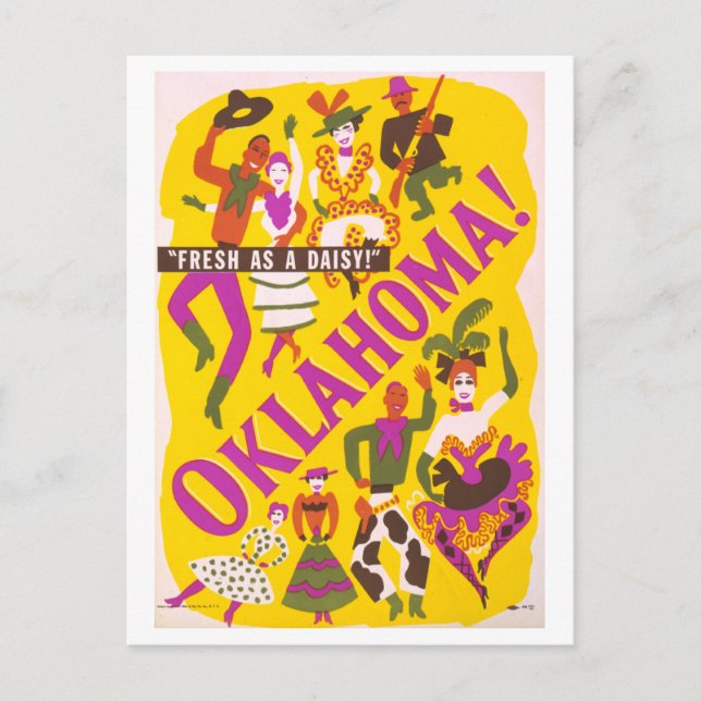 Vintage Oklahoma Rodgers + Hammerstein Show Poster Vykort (Framsida)