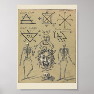 Vintage okteckenssymboler Poster
