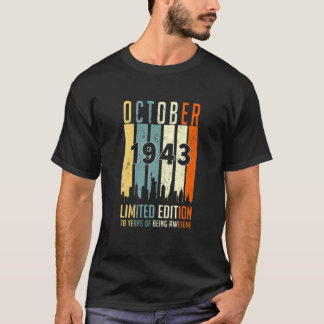 Vintage oktober 1943 Limited Edition 78-årsdag 78 T Shirt
