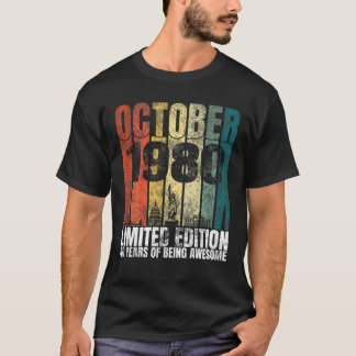 Vintage oktober 1980 Bday Gifts 40 Years 40th T Shirt