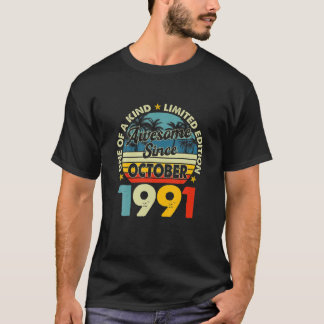 Vintage oktober 1991 30 år gammal 30års födelsedag t shirt