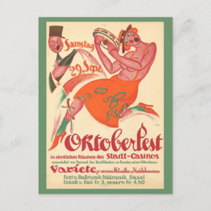 Vintage Oktoberfest Beer Party Travel Poster Vykort