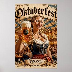 Vintage Oktoberfest Glada Hall Affisch