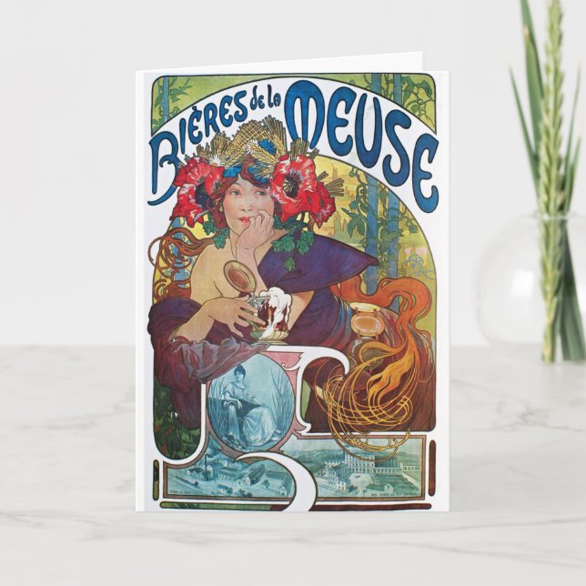 Vintage Öl Art nouveau Alphonse Mucha Kort (Framsida)