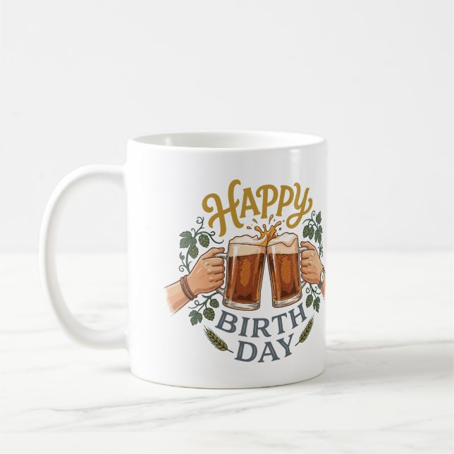 Vintage-öl Skål Födelsedags Konst Kaffemugg (Vänster)