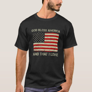 Vintage Old American Flagga Välsigna dig America L T Shirt