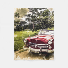 Vintage Old Antique Hot rod Fordon Fleecefilt