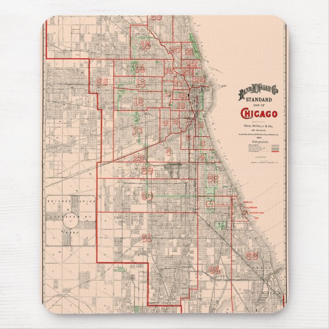 Vintage Old Karta of Chicago - 1893 Musmatta (Framsidan)