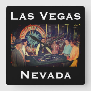 Vintage Old Las Vegas, Nevada Casino Scene Fyrkantig Klocka