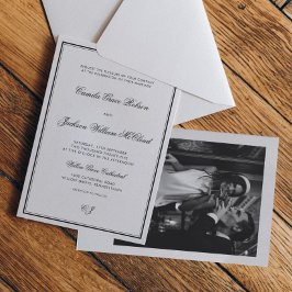 Vintage Old Money Black and White Wedding  Inbjudningar