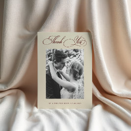 Vintage Old Money Ivory & Burgundy Photo Wedding Tack Kort