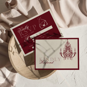 Vintage Old Money Mörkröd Handritad Bröllops-RSVP OSA Kort