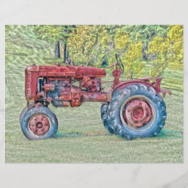 Vintage Old Red Rustim Farm Tractor