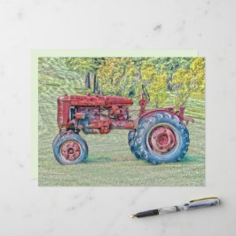 Vintage Old Red Rustim Farm Tractor