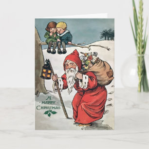 Vintage Old Santa Helgkort