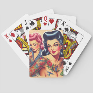 Vintage Old school Tattoo Girls Casinokort