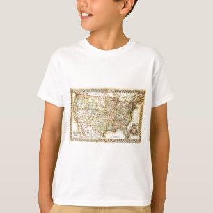 Vintage Old United Stater USA General Karta T-shirt