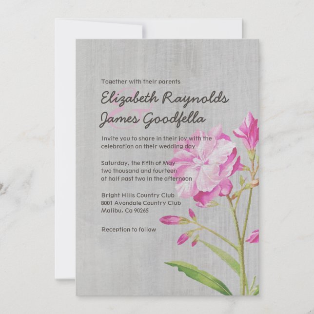 Vintage Oleander Bröllopsinbjudningar Inbjudningar (Framsida)