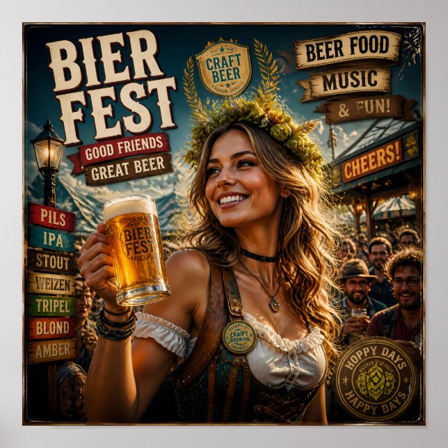 Vintage Ölfestival Firande Affisch (Framsidan)