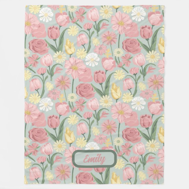 Vintage Olika blodsteg Fleecefilt (Framsidan)