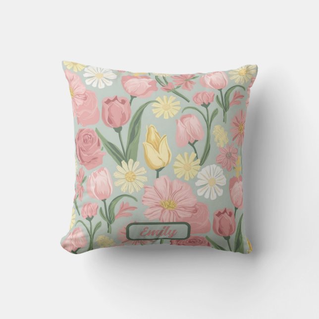 Vintage Olika blodsteg Kudde (Framsida)