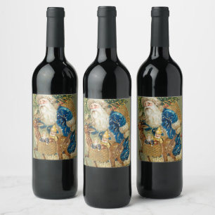 Vintage Olive Jultomten med ett Rudolph Vinflaska Etikett