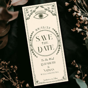 Vintage Olive Mystical Tarot Card Spara datum Inbjudningar