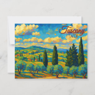 Vintage Olive Tuscany Italien Retro Europe Travel Vykort